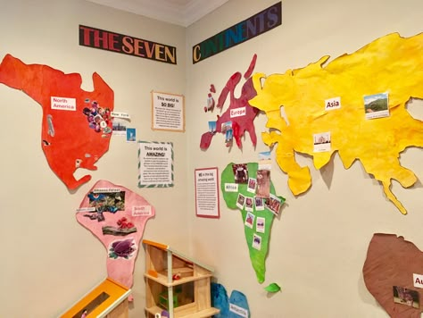 Continents First Grade Activities, Continents Bulletin Board Ideas, Geography Classroom Ideas, 7 Continents Activities, Glad Strategies, Continents Activities, Preschool Social Studies, February Classroom, Continents And Oceans