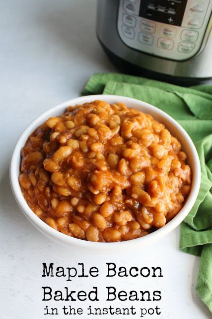 Maple bacon baked beans are the perfect side dish to BBQ, fried fish, burgers and more.  This is a great way to get a tasty and belly filling side dish put together that can feed a crowd.  You start with dried beans and end up with a hearty dish people will want seconds of. Plus due to the magic of the pressure cooker, there is no soaking required! Maple Beans Recipes, Maple Beans, Bacon Baked Beans, Instant Pot Beans Recipe, Maple Baked Beans, Fish Burgers, Magical Fruit, Baked Beans With Bacon, Homemade Baked Beans