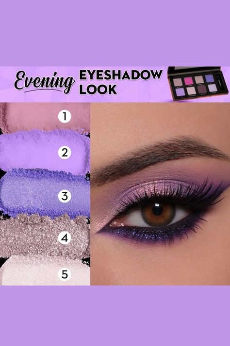 Colourpop Eyeshadow Looks Step By Step, Purple Eyeshadow Looks Step By Step, Product Photoshoot Ideas, Spring Wedding Makeup, Purple Eyeshadow Looks, Lilac Eyeshadow, Eye Makeup Images, Hazel Eye Makeup, Eyeshadow Colors