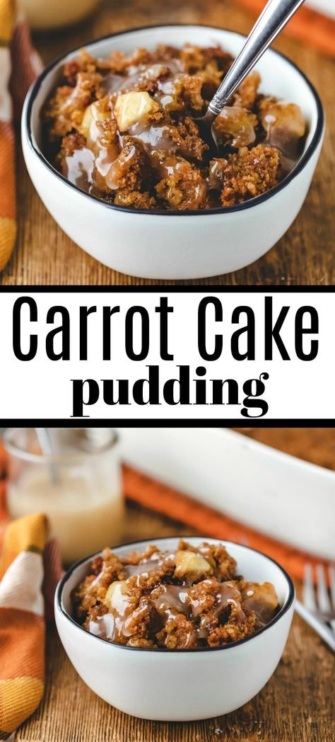 Carrot Cake Pudding is a steamed carrot pudding that tastes like super moist carrot cake! Carrot Cake Bread Pudding, Carrot Cake Pudding, Bread Pudding With Rum Sauce, Super Moist Carrot Cake, Bread Pudding With Bourbon Sauce, Bread Pudding With Caramel Sauce, Slow Cooker Christmas, Carrot Pudding, Moist Carrot Cake