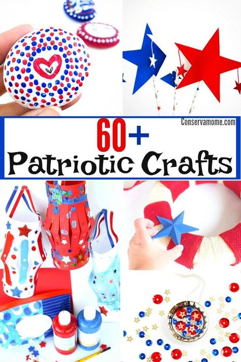 This round up of 60+ Patriotic Crafts is perfect for any National Holiday. Includes lots of fun for kids, adults and kids at heart. Perfect for Fourth of July, Veterans day and more! American Flag Crafts, Patriotic Projects, Kids At Heart, Flag Crafts, Patriotic Desserts, Holiday Pops, National Holiday, Patriotic Crafts, Patriotic Holidays