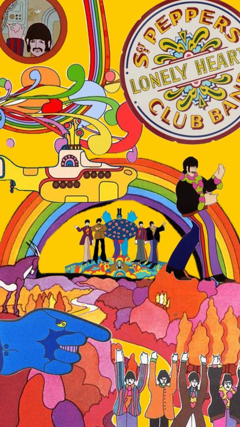 Happy Birthday Beatles, Beatles Wallpaper, The Beatles Yellow Submarine, Beatles Cartoon, Beatles Yellow Submarine, Sgt Pepper, Beatles Yellow, Buddy Holly, The Fab Four