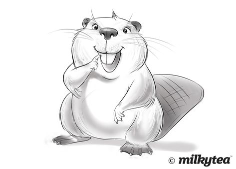 Beaver Drawing Cute, Beaver Drawing, Beaver Cartoon, Milky Tea, Character Mascot, 동화 삽화, Animal Drawings Sketches, New Character, Cartoon Sketches