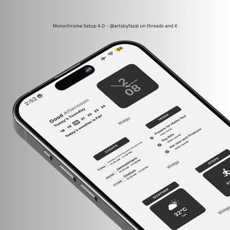 Introducing the version 4.0 of my Monochrome setups series. You’ll receive 6 medium-size widgets (light & dark) & 5 wallpapers! 🔗 link in bio. ———————————————————————————————————————- Follow me on threads @artsbyfazal Telegram Fazal’s zone X @artsbyfazal For updates and new launches! #widgy #widgets #iphone #homescreen #homescreensetup #ipad #iphonewidgets #ios18 #WidgetPack #NewRelease #HomeScreenGoals #MobileCustomization #LifetimeAccess #FreeUpdates #WeatherWidgets #CalendarWidgets #Mo... Things 3 App, Minimalist Widgets Aesthetic, Widgy Widget Iphone, Widgy Widgets, Dark Homescreen, New Iphone Update, Widgets Iphone, Iphone Setup, Ipad Homescreen