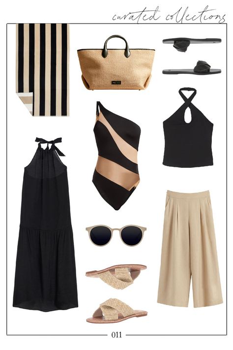 Minimalist Beach Vacation Outfits, Classic Beach Outfits, Beach Vacation Outfits 2023, 2023 Beach Outfits, Beach Vacation Outfits Over 40, Chic Beach Outfit, Riviera Fashion, Perfect Travel Outfit, Spring Summer Capsule Wardrobe