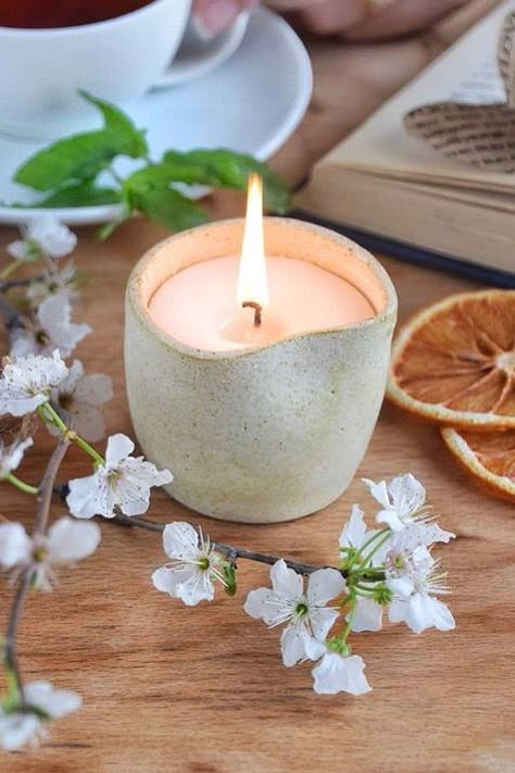 Pottery Candles, Boho Candles, Ceramic Candle Jar, Ceramic Candles, Candle Photoshoot, Diy Ceramics, Clay Candle Holders, Boho Candle, Clay Candle