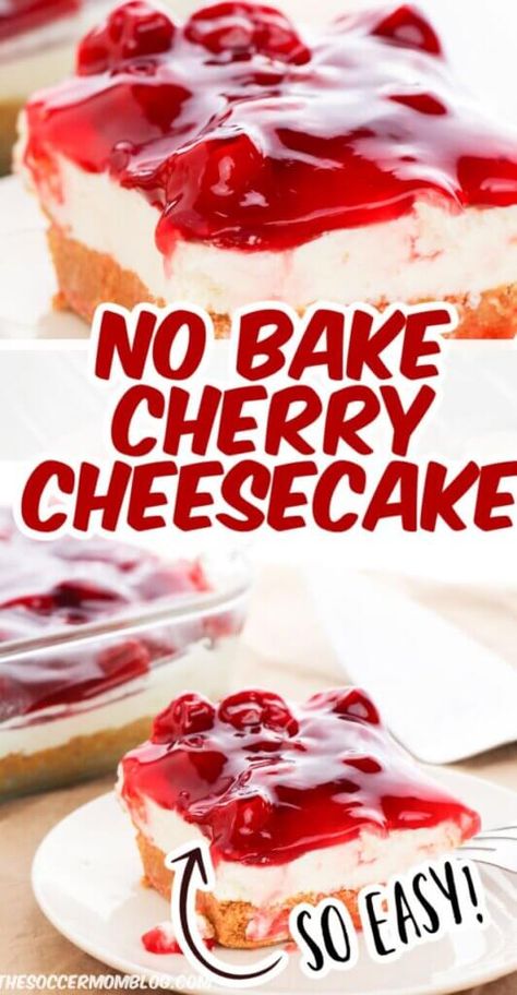 Graham Cracker Crust No Bake, Cheesecakes Recipes, Cherry Cheesecake Recipe, No Bake Cheesecake Filling, No Bake Cherry Cheesecake, Hot Chocolate Fudge, Layered Dessert, Cake Filling, Party Food Dessert