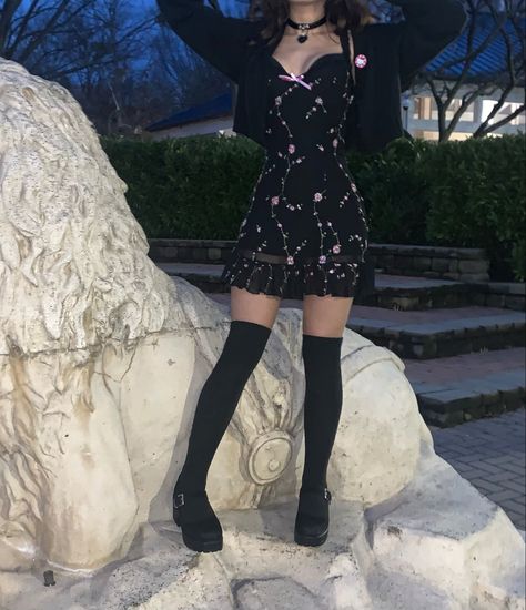 @juicykeith on instagram alternative fashion outfit dollskill kawaii grunge alt dress Alt Dress Outfits, Dollskill Outfits, Alt Dress, Kawaii Grunge, Sundress Outfit, Alternative Dress, Fashion Outfit, Alternative Fashion, Over Knee Boot