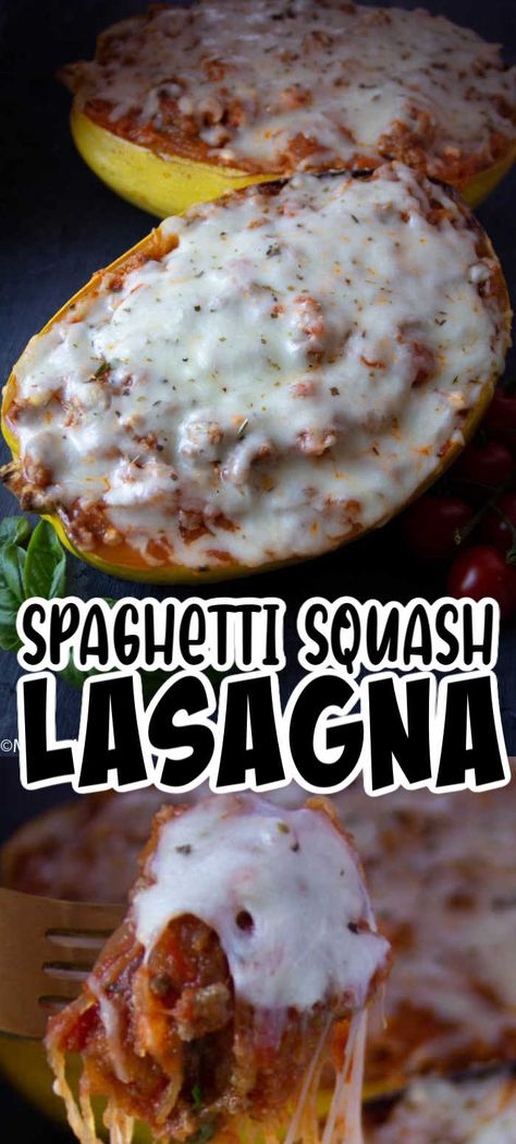 Spaghetti Squash Lasagna Bowls. All the amazing flavors you love in lasagna with out all the carbs! This easy to make low carb lasagna recipe is perfect for a week night meal. Serve with a side salad for a complete meal. Beef And Spaghetti Squash, Low Carb Lasagna Recipe, Lasagna With Meat Sauce, Meat Sauce Recipe, Healthy Lasagna, Spaghetti Squash Lasagna, Homemade Meat Sauce, Squash Lasagna, Low Carb Lasagna