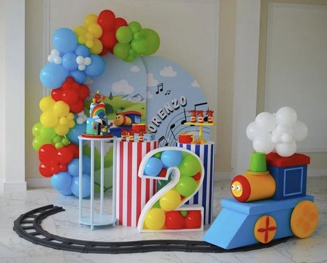 Bob The Train Birthday Theme, Train Theme Decorations, Bob The Train Birthday Party Ideas, Train Theme Birthday Party Decorations, Transport Theme Birthday Decor, Transportation Birthday Theme, Train Birthday Decorations, Train Birthday Party Decorations, Birthday Party Paper Decorations