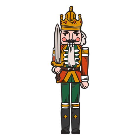 Nutcracker Tattoo, Nutcracker Illustration, Cute Nutcracker, Santa Claus Drawing, King Png, Xmas Drawing, Christmas Tree Drawing, King Design, Christmas Painting