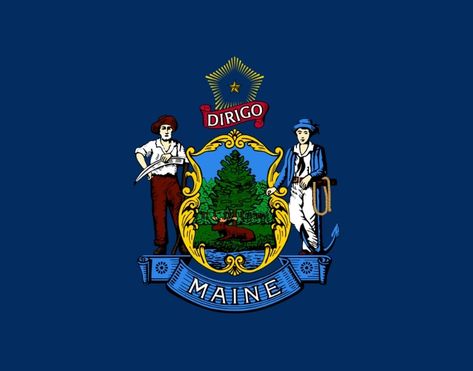 Illustration: Maine state flag. Credit: Wikimedia Commons. Maine Flag, Maine State, State Of Maine, Good Citizen, Deer Family, Historical Newspaper, Continental Divide, Live Animals, Central Oregon