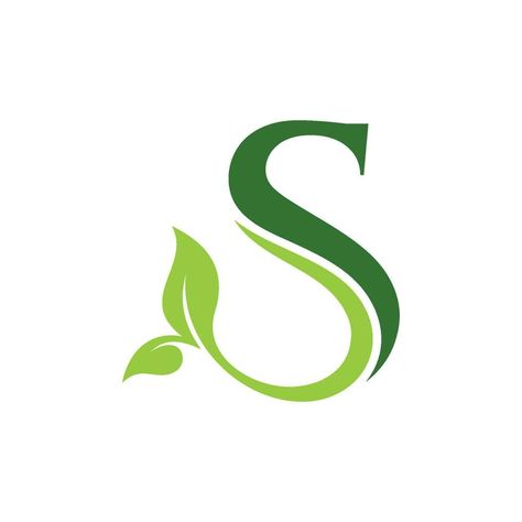 Initial Letter S With Leaf Luxury Logo. Green leaf logo Template vector Design. Green Leaf Logo, Law Firm Logo Design, Free Monogram Fonts, Dental Logo Design, Nature Logo Design, Nature Logo, Logo Design Set, Flower Logo Design, Medical Logo Design