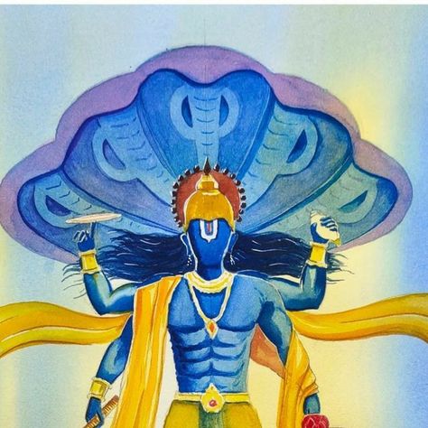 Lord Krishna Rangoli Design, Vishnu Ji Drawing, Lords Drawing, Shree Ram Painting, Vishnu Drawing, Vishnu Painting, Hindu God Painting, Lord Narayan, Painting Of Krishna