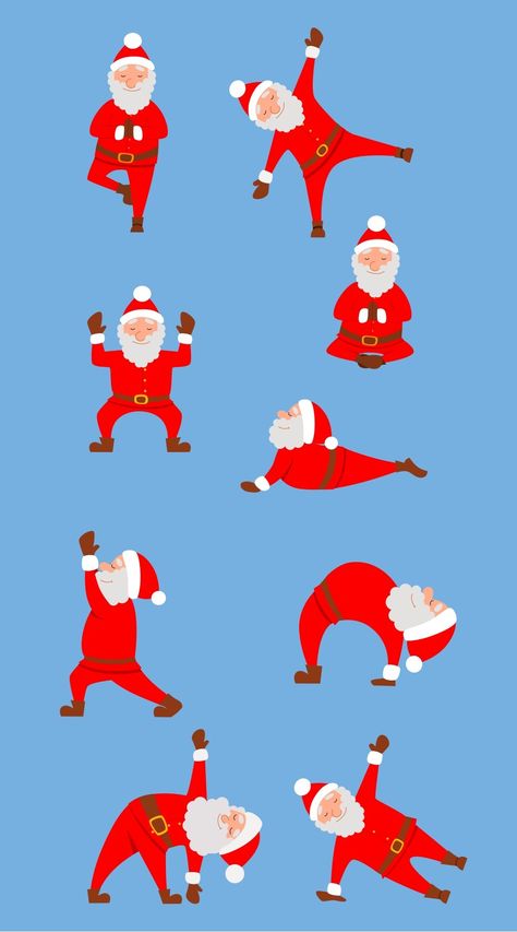 Pilates Christmas, Santa Claus Illustration, Kids Yoga Games, Merry Christmas Illustration, Santa Illustration, Christmas Wishes Greetings, Santa Claus Crafts, Christmas Yoga, Yoga Christmas