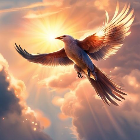 majestic bird soaring gracefully through the sky, its feathers shimmering in the sunlight. #Animal Bird Soaring, Birds In The Sky, White Sky, Parrot Bird, White Bird, The Sky, Parrot, Phoenix, Feathers