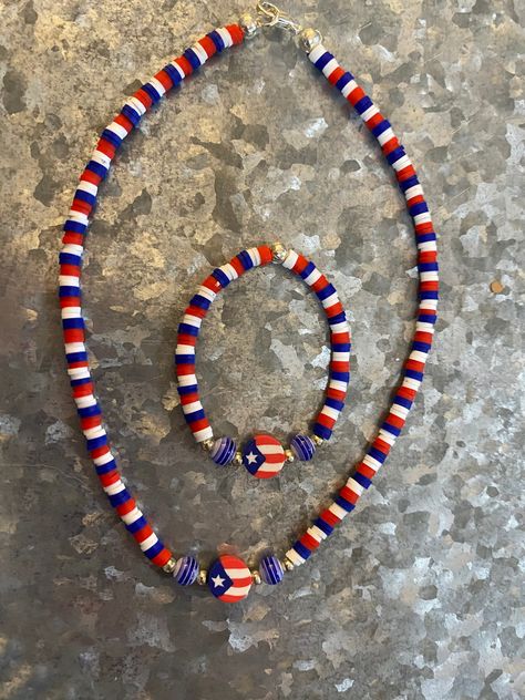 Handmade Beaded Bracelets For 4th Of July, Cheap Red Beaded Bracelets For 4th Of July, Blue Beaded Necklace For 4th Of July, Cheap Patriotic Beaded Necklaces, Patriotic Blue Beaded Necklace, Bubblegum Necklace, Halloween Necklace, Matching Bracelets, Hot Items