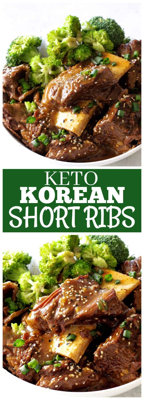 Keto Korean Short Ribs - fall apart meat with a ginger garlic sauce. #keto #meal #dinner #recipe #shortribs Keto Short Ribs, Keto Korean, Korean Short Ribs, Food Change, The Girl Who Ate Everything, Korean Short, Healthy Ground Beef, Fav Food, Fun Easy Recipes