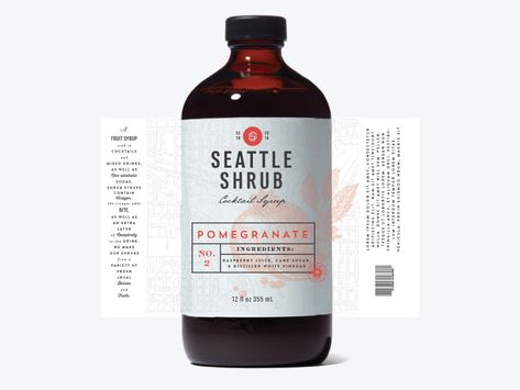 Seattle Shrub Syrup Labels, Cocktail Syrups, Syrup Bottle, Food Truck Business, Graphic Design Ideas, Bottle Label Design, Skin Care Product, Drink Labels, Happy Design