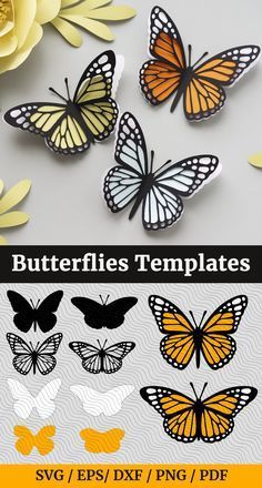 Butterfly Cricut, Diy Paper Butterfly, Butterfly Svg, Butterfly Template, Image Svg, Butterflies Svg, Paper Butterflies, Paper Butterfly, Butterfly Crafts