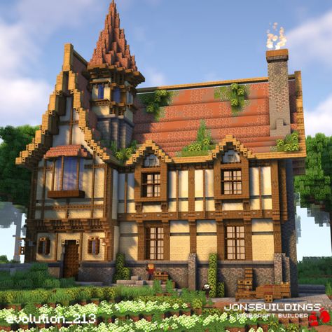 Minecraft Roof, Minecraft Medieval House, Bakery Instagram, Minecraft Steampunk, Minecraft City Buildings, Medieval House, Minecraft Structures, Minecraft House Plans, Bangunan Minecraft