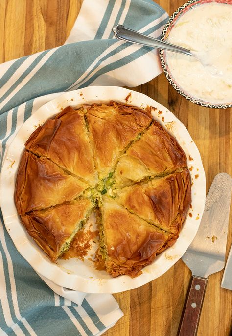 Kolokythopita: Zucchini & Feta Pie Artichoke Pie Recipe, Gibanica Recipe, Artichoke Pie, Canned Artichokes, Zucchini Pie, Zucchini Feta, Cheese Pies, How To Cook Asparagus, Phyllo Dough