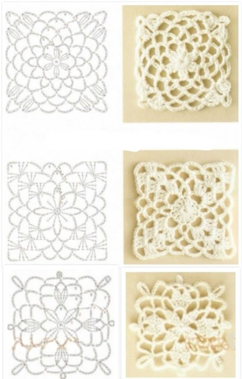 Squares Crochet, Crochet Free Patterns, Japanese Crochet, Crochet Motif Patterns, Mode Crochet, Crochet Blocks, Crochet Square Patterns, Granny Squares Pattern, Crochet Motifs