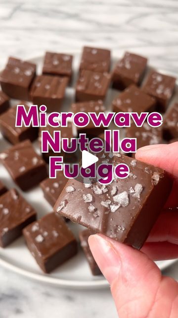 Kathleen ~ Easy, Everyday Recipes on Instagram: "MICROWAVE NUTELLA FUDGE 🍫 Follow @KathleensCravings for more easy sweet treat recipes and grab the recipe below! ⬇️   Only 5 minutes of prep time and no stove needed!  * 1 14oz can sweetened condensed milk * 2 teaspoons vanilla extract * 1 cup semi sweet chocolate chips, or other chopped chocolate  * 1 cup Nutella, or other hazelnut spread * 3 tablespoons butter * Sea salt flakes, I like the Maldon brand  1. Melt everything (except the salt flakes) in a glass bowl in the microwave for about 2 minutes - stirring every 30 seconds. Until it is melted and smooth. You can also melt in a double boiler on the stove.  2. Line an 8x8 or 9x9 baking dish with parchment paper and spray with cooking spray. I like to do two strips cut to the width of the Sweet Treat Recipes, Chocolate Hazelnut Cookies, Nutella Fudge, Hazelnut Cookies, Cooking Spray, Salt Flakes, Sweet Treats Recipes, Treat Recipes, Hazelnut Spread