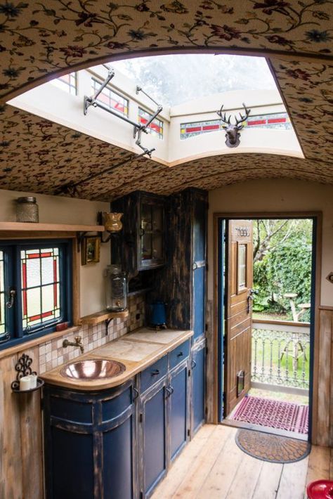 'The Wagon' - Unique Shepherds Hut FOR SALE, Dorset UK. Sheep Wagon Interiors, Vardo Wagon, Shepherds Hut For Sale, Shepherd Hut, Dorset Uk, 200 Dollars, Hut House, Old School Bus, Wagons For Sale