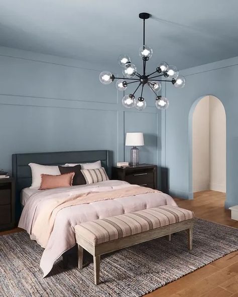 SW Aleutian bedroom interior Sherwin Williams Aleutian, House Painting Tips, Beach Studio, Entryway Closet, Trending Paint Colors, Superhero Room, Choosing Paint, Perfect Paint Color, Monochromatic Color Scheme