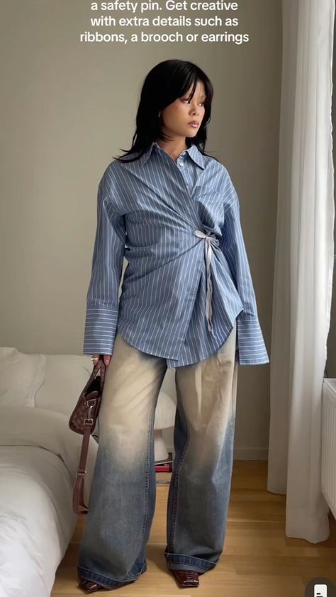 Chemise Outfit, Blue Stripes Outfit, 70s Vibes, Hijabi Fashion, Fashion Mistakes, Mode Inspo, Fashion Fits, Outfit Inspo Fall, Big Time