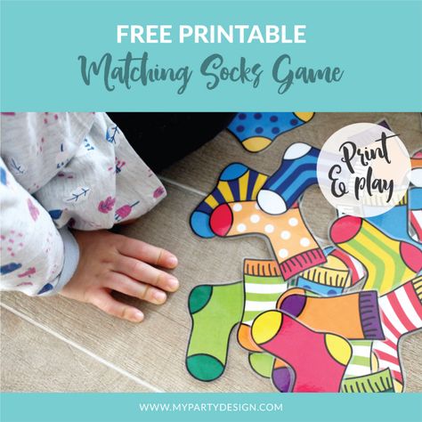 Ss is for Matching Socks Game (free; from Cristina, My Party Design; or @printplayfun via Instagram) Matching Socks, Creative Curriculum, Folder Games, Sock Game, Toddler Learning Activities, Party Printable, Preschool Learning Activities, Preschool Fun, Toddler Learning