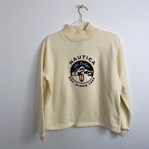 Nautica Women’s Vintage Ski Lodge Patch Sweatshirt Nwt Size Medium M Ivory New With Tags. Old Stock. Never Worn. Please See Photos For Details, Condition And Measurements. Thank You For Looking. (G21) Vintage Ski Lodge, Ski Sweatshirt, Crop Sweatshirt Hoodie, Patch Sweatshirt, Navy Blue Sweatshirt, Crewneck Sweatshirt Women, Ski Lodge, Hoodie Logo, Vintage Ski