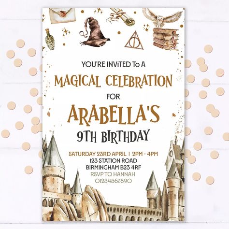 Personalised Harry Potter Party Invitations, Wizard Birthday Invites, Pack of 10 | eBay Harry Potter Birthday Invite, Harry Potter Baby Birthday, Harry Potter Theme Birthday Party, Harry Potter Party Invitations, Harry Potter Teams, Harry Potter Birthday Invitations, Harry Potter Invitations, Digital Invitations Birthday, Harry Potter Movie Night