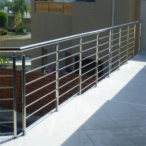 15 Modern Balcony Steel Railing Designs For Home 2024 Stainless Steel Stair Railing, Steel Stair Railing, Stainless Steel Staircase, Balustrade Design, Balcony Glass Design, Stainless Steel Balustrade, Steel Railing Design, Steel Balustrade, Deck Railing Design