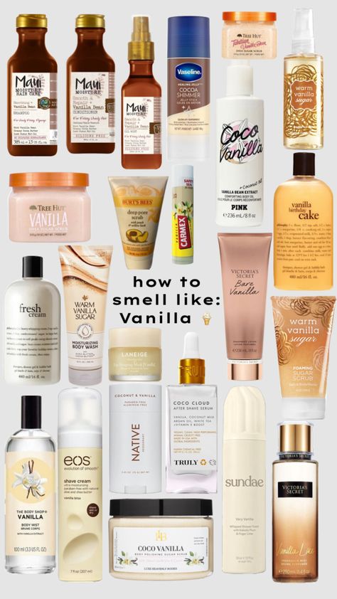 How to smell like vanilla 🍦🍦 #beauty #vanillagirl #vanilla #bodycare #care #skin How To Spell Like Vanilla, Vanilla Moisturizer, How To Always Smell Like Vanilla, How To Smell Like A Snack Vanilla, How To Smell Like Vanilla And Coffee, How To Smell Like Vanilla Affordable, Coconut And Vanilla, Vanilla Scent Combo, Vanilla Smelling Products