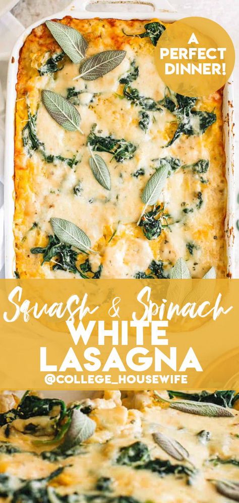 Lasagna With Bechamel Sauce, Butternut Squash Lasagna Recipe, Butternut Squash And Spinach, Butternut Squash Spinach, Lasagna Recipe With Ricotta, Ricotta Spinach, White Lasagna, Easy Butternut Squash, Butternut Squash Lasagna