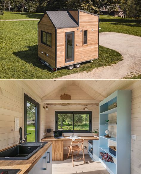 Ultra-Compact Hirondelle Tiny House is Perfect for Couple to Enjoy Downsized Living Additional Income, Portable House, Tiny House Interior, Big Dreams, Tiny House Living, Tiny House On Wheels, Tiny House Design, Tiny Living, House On Wheels