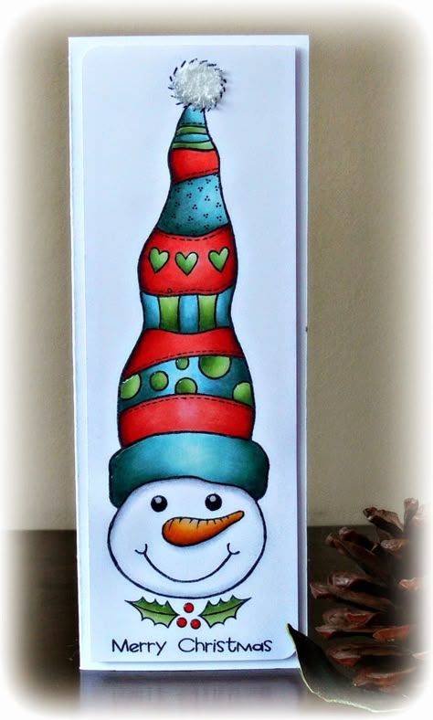 Just Love To Stamp: Woodware love the hat and Rudolph and friends Woodware Stamps, Xmas Drawing, Christmas Bookmarks, Simple Christmas Cards, Christmas Rock, Christmas Card Art, Bake Off, Watercolor Christmas Cards, Xmas Card