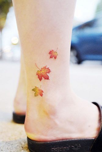 Minimalist Tattoo Designs – Catch Your Tiny Inspiration ★ See more: https://glaminati.com/minimalist-tattoo-designs/ Fall Tatoos Autumn Leaves, Small Fall Leaves Tattoo, Autumn Leaves Tattoo Small, Tiny Fall Tattoos, Fall Leaves Tattoo Autumn, Cute Fall Tattoos, Autumn Leaves Tattoo, Fall Inspired Tattoos, Sketchy Florals