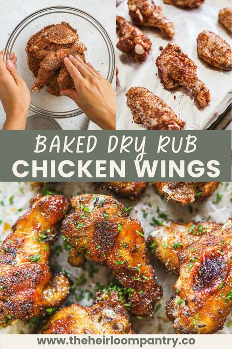 Baked Dry Rub Chicken Wings Chicken Wings In The Oven Crispy Dry Rub, Chicken Dry Rub Recipe, Chicken Dry Rub, Dry Rub Chicken, Dry Rub Wings, Chicken Rub Recipes, Dry Rub Chicken Wings, Dry Rub For Chicken, Wings In The Oven