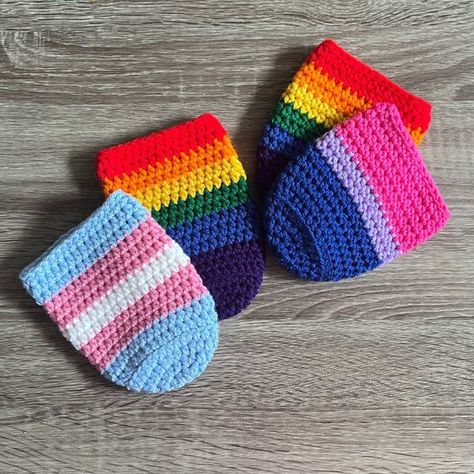 Nice fabric size as told fit is fine Crochet Pride Patterns, Pride Crochet Patterns, Gay Crochet, Lgbtq Crochet, Crochet Can Cozy, Pride Crafts, Lgbtq Gifts, Pride Crochet, Pride Clothes