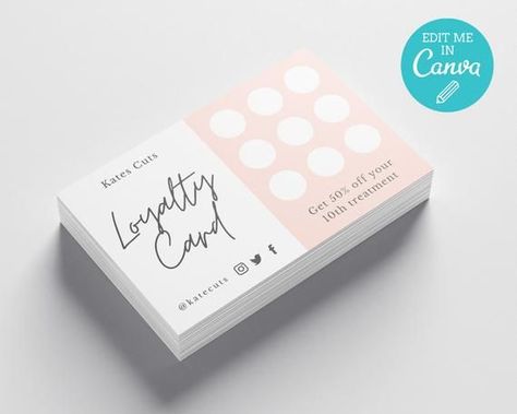 Pink Loyalty Card Template / Modern Rewards Card / Single Sided Printable Loyalty Cards / Editable D #template #icon✏️ Loyalty Cards Ideas, Discount Card Design, Loyalty Card Design, Loyalty Card Template, Cosmic Girl, Loyalty Cards, Lash Room, Online Logo Design, Standard Business Card Size