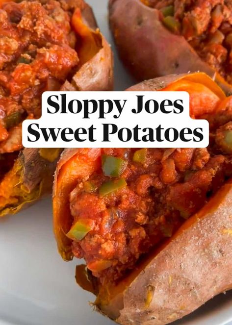 Sloppy Joe Sweet Potatoes Recipe Sweet Potato Appetizers, Homemade Sloppy Joe Sauce, Potato Appetizers, Sweet Potatoes Recipe, Sweet Potato Nachos, Sweet Potato Recipe, Loaded Sweet Potato, Sloppy Joes Recipe, The Bun