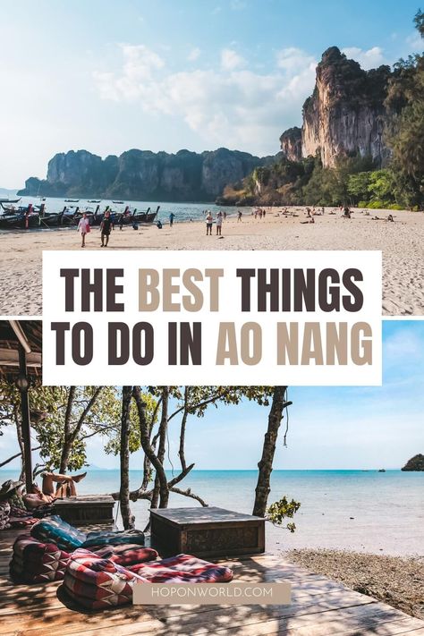 Planning a trip to Ao Nang, Thailand soon? Here are the ABSOLUTE best things to do in Ao Nang, plus tons of tips to plan the perfect Ao Nang itinerary. ao nang | ao nang beach | ao nang thailand things to do | krabi ao nang | ao nang thailand sunsets | krabi thailand ao nang | what to do in ao nang Krabi Ao Nang, Sabbatical Ideas, Ao Nang Thailand, Ko Phangan, Thailand Sunsets, Bangkok Tourist, Thailand Hotels, Thai Beach, Thailand Destinations