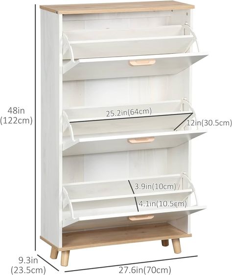 HOMCOM Modern Shoe Cabinet with 3 Flip Drawers and Adjustable Shelf, 12 Pair Shoe Storage Cabinet for Hallway, Entryway, White : Amazon.ca: Home Slim Shoe Storage, Shoe Rack Cabinet Design, Narrow Shoe Cabinet, Shoe Storage Design, Slim Shoe Cabinet, Shoe Storage Unit, تصميم الطاولة, Shoe Cupboard, Under Stairs Cupboard