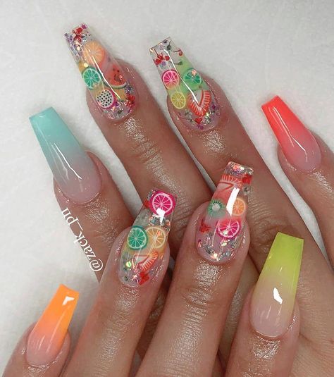 Empire Nail Clips on Instagram: “Follow 👉 @empirenailclips 💕💕💕 Follow 👉 @empirenailclips 💕💕💕 . . .  Cr: @zack_pn . . .  #nailsofinstagram #nails #nail #naildesigns #nails💅…” Glowing Black Skin, Orange Nail Ideas, Fruit Nail Designs, Fruits Design, Fruit Nails, Funky Nail Designs, Fruit Nail Art, Encapsulated Nails, Orange Nail