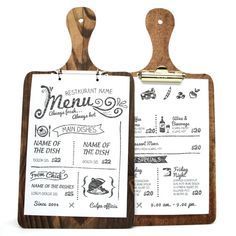 Wood Menu Board, Menu Board Design, Wood Menu, Restaurant Vintage, Clip Boards, Menue Design, Menu Covers, Menu Holders, Menu Designs