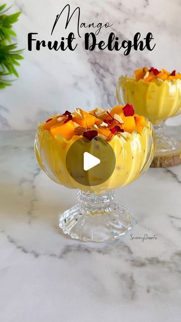 Mango Delight Dessert, Healthy Mango Dessert Recipes, Fruit Cream Recipe Indian, Summer Treats Desserts, Mango Pudding Recipe, Fruit Delight, Mango Delight, Mango Sweet, Apple Pomegranate