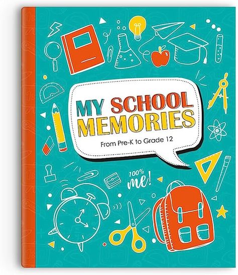 Pomango: School Memory Book My School Memories | Keepsake Album from Pre-K to Grade 12 | US School System - 9.5'' x12''- English | Activity Scrapbook with 14 Pockets to Store Keepsakes, Photos… School Memory Book, School Memories Scrapbook, English Activity, Self Adhesive Photo Albums, Memory Book School, Us School, Grade 12, Calendar Organization, Keepsake Books